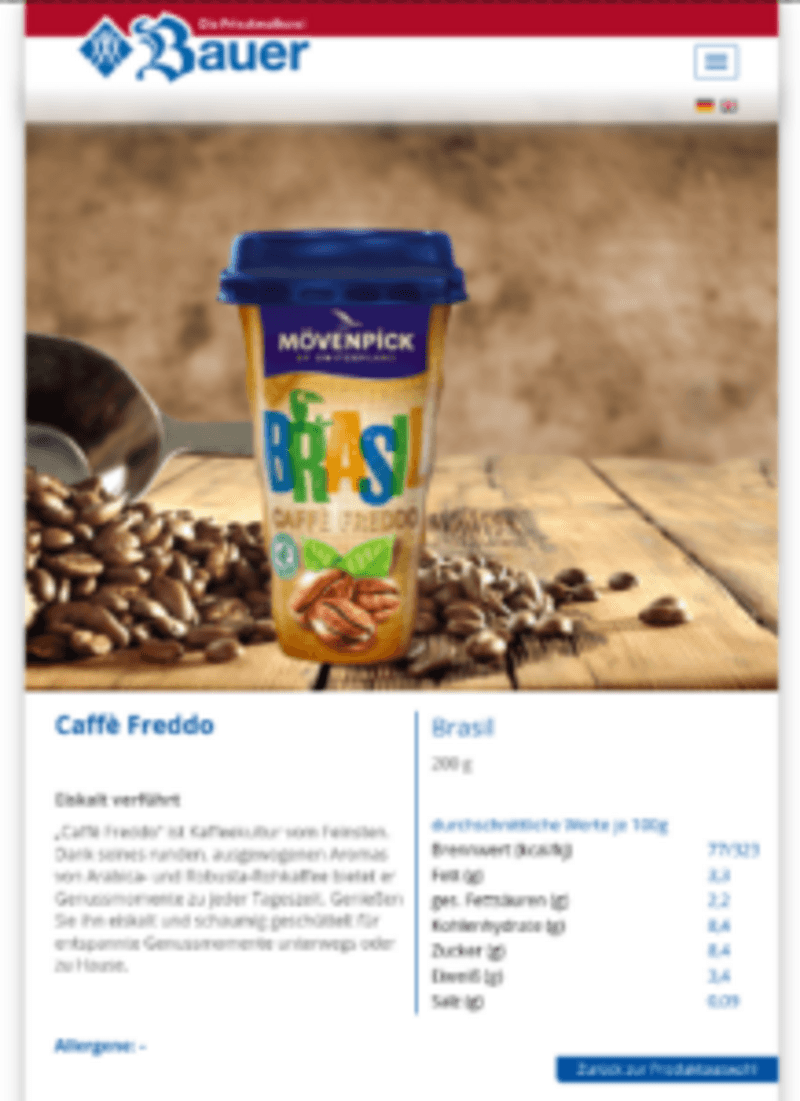 Privatmolkerei Bauer Produktübersicht